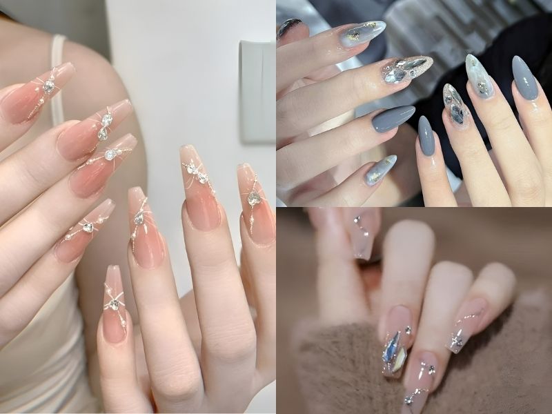 Các mẫu nail đẹp đính đá giúp các bạn nữ trông quyến rũ hơn (Nguồn: Gwenn, Cẩm Vân, Beypren.com)