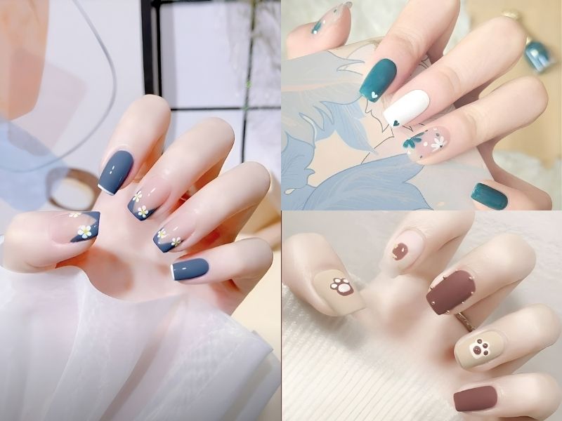 Mẫu nail ứng dụng salon Vol1: 1/3 tạo phom nail, đắp phom bột, nối móng ...  | Salons, Máu