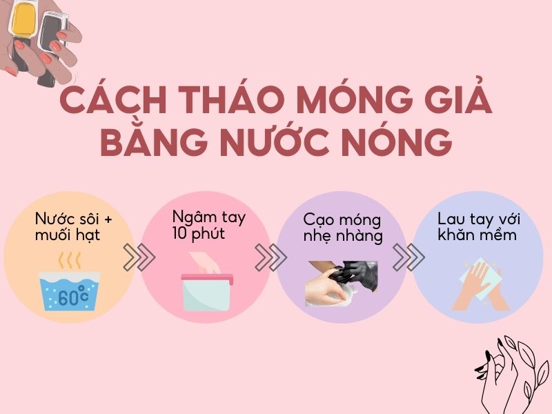 Cách tháo móng giả bằng nước nóng