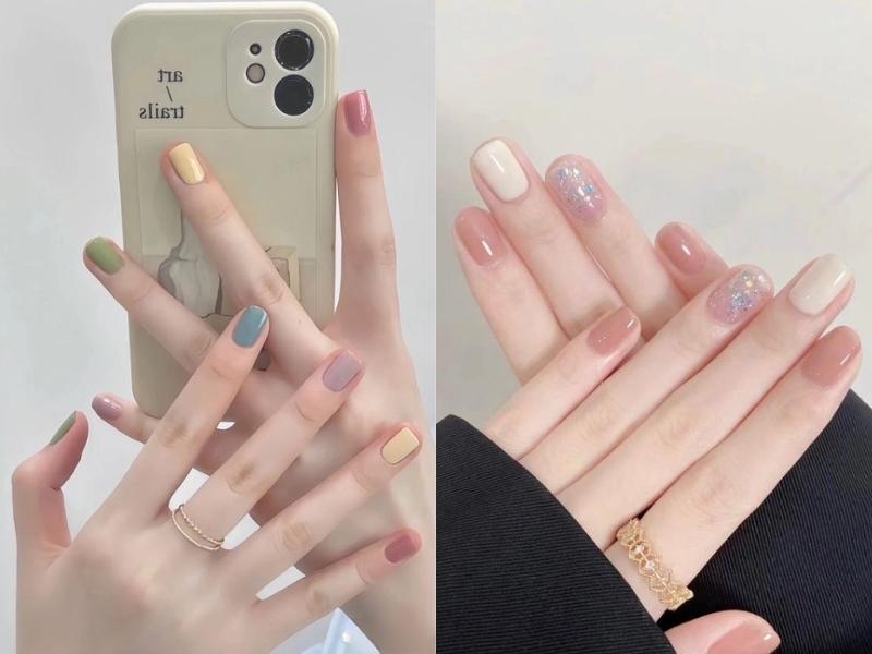 Những kiểu nail Hàn Quốc nhiều màu