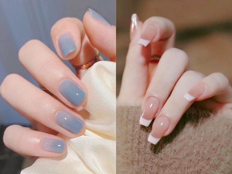 Các mẫu nail Hàn Quốc sơn gel ombre màu thạch