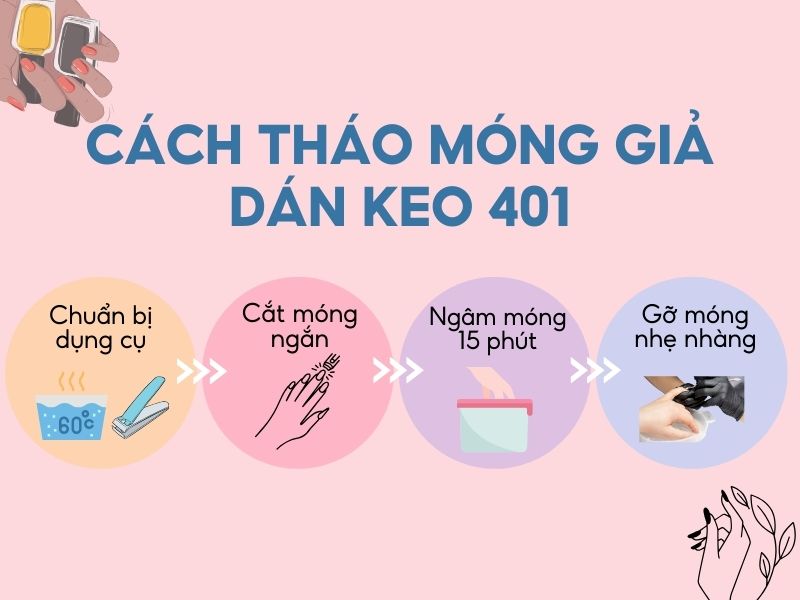 Cách tháo móng giả dán keo 401 