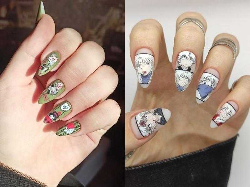 Ngày càng nhiều bạn nữ lựa chọn nail móng nhọn họa tiết hoạt hình (Nguồn: Alexandra Fluffy, Margocherevko)