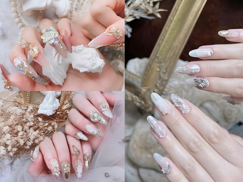 Nail cô dâu sang chảnh. (Nguồn: www.lookme.vn)