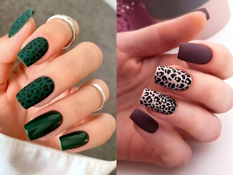 Nail vẽ họa tiết da báo cho móng dài (Nguồn: naildesignsjournal.com)