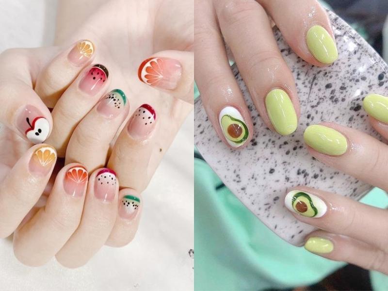 nail học sinh vẽ trái cây nhiều màu