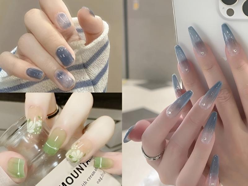 Nail màu xanh pastel