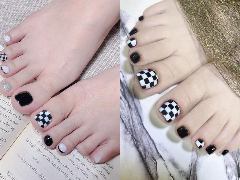 nail kẻ ô trắng đen