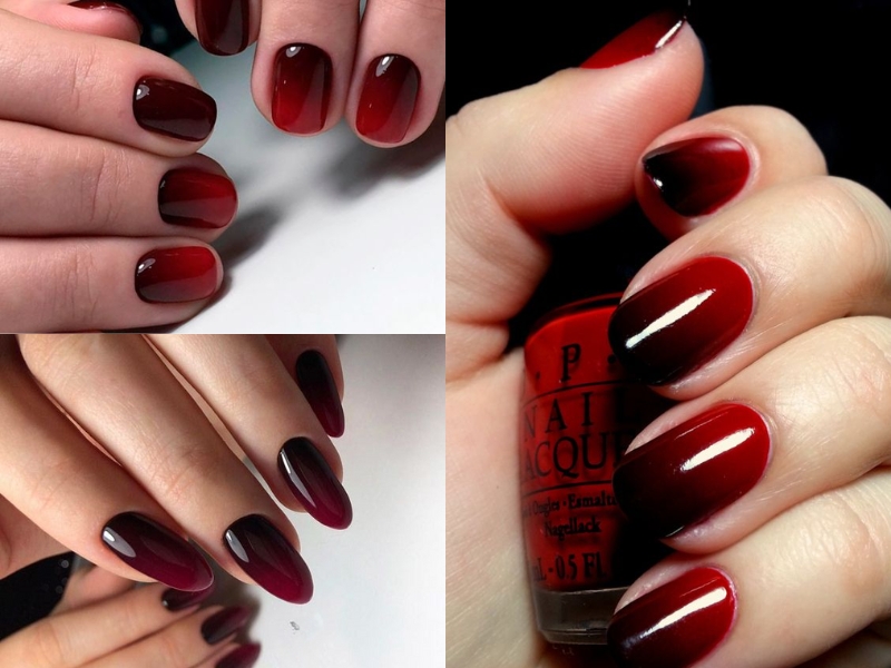 Tinh Yeu Nails | Mẹo đắp Ombre Red and Black | Acrylic Nail Ombre - YouTube