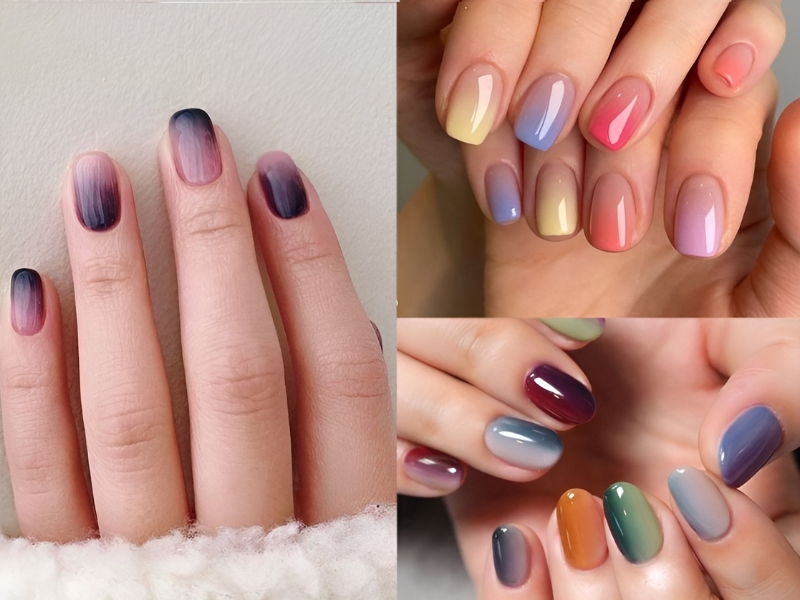 Mẫu nail sơn thạch đơn giản nhiều màu