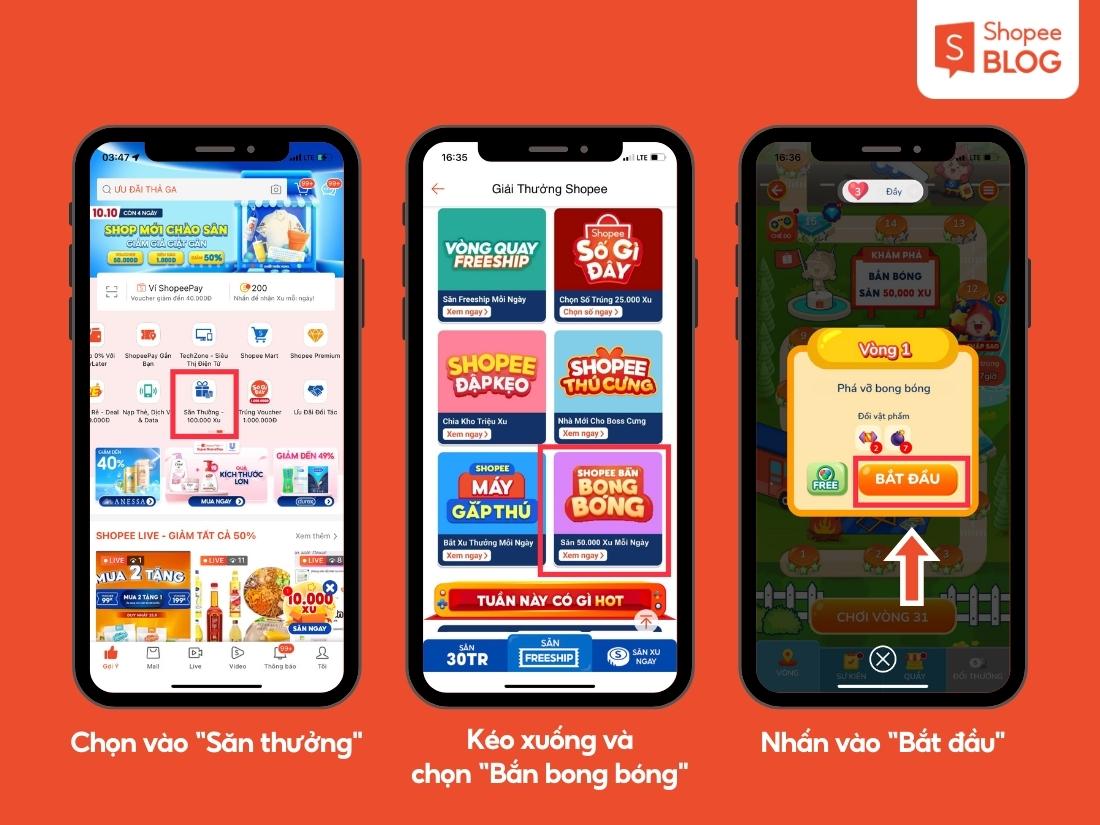 Cách vào game Bắn Bóng Shopee