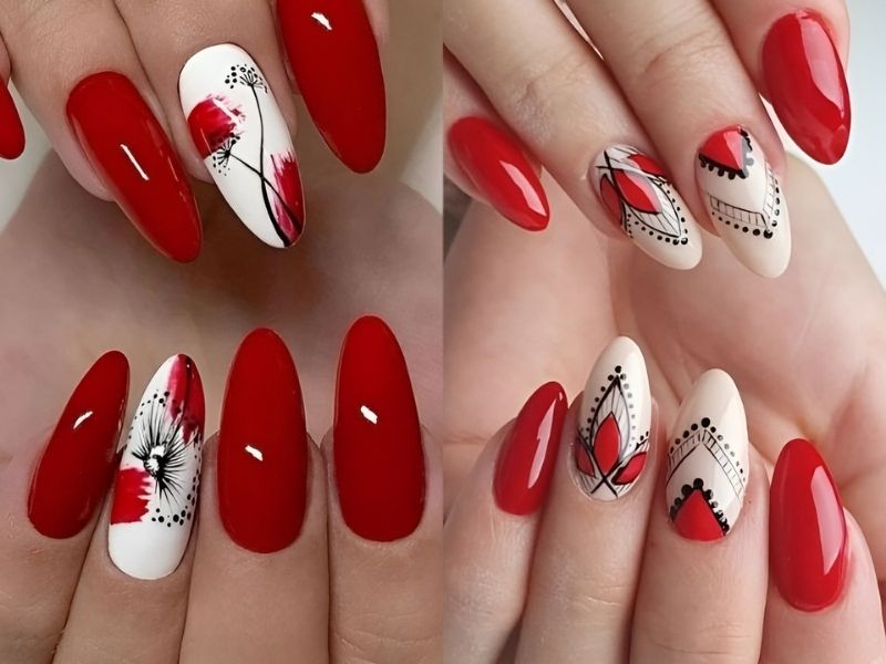 mẫu nail vẽ hoa