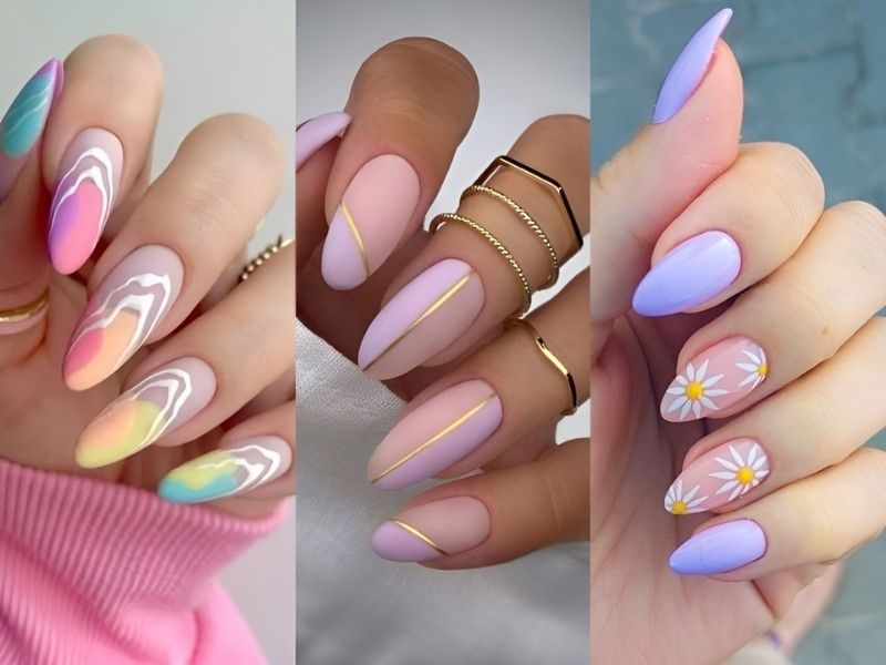 mẫu nail màu pastel