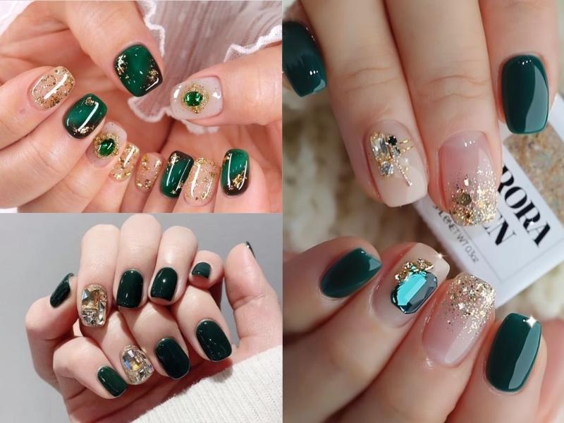 Mẫu nail màu xanh đá sáng 