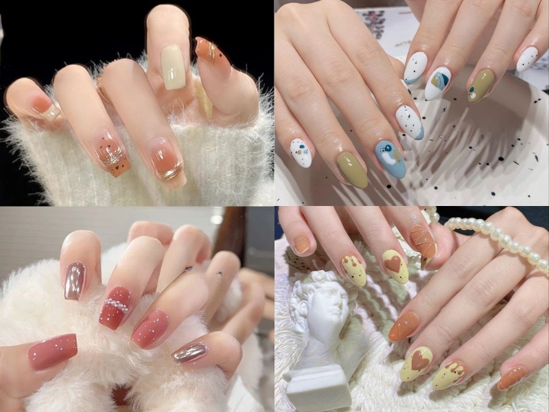 Nail Hàn Quốc họa tiết chấm tròn ngẫu nhiên