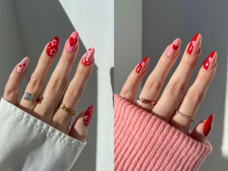 Nail móng nhọn màu đỏ đáng yêu cho phái đẹp (Nguồn: Bustle.com, 𝕍𝕖𝕟𝕦𝕤)