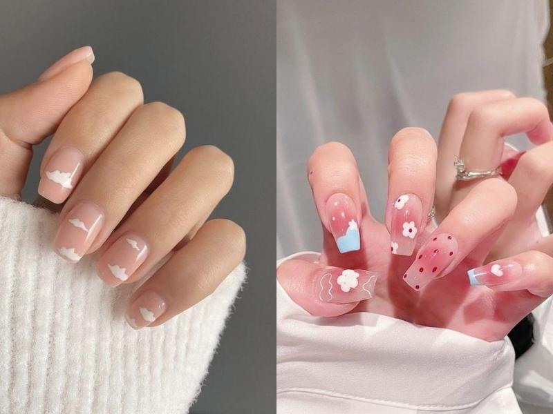 Nail hồng vẽ họa tiết 