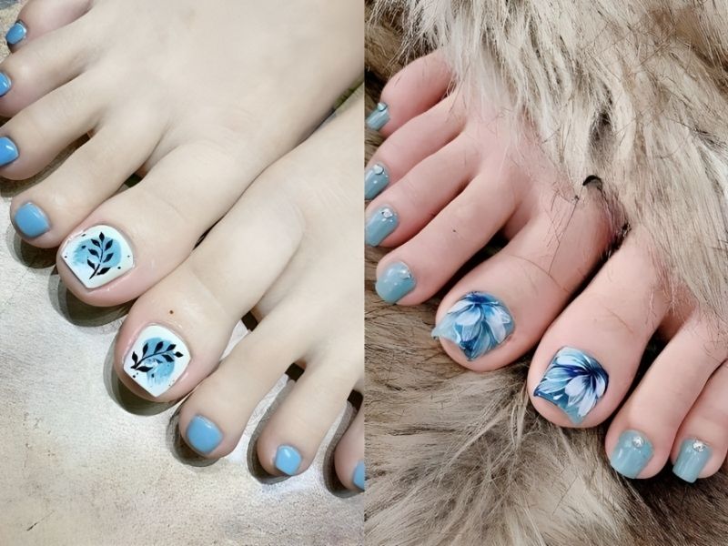 NAILS CHÂN ĐƠN GIẢN ĐIỂM XUYẾN KIM TUYẾN LẤP LÁNH | Bộ sưu tập do  Thernailspace đăng | Lemon8