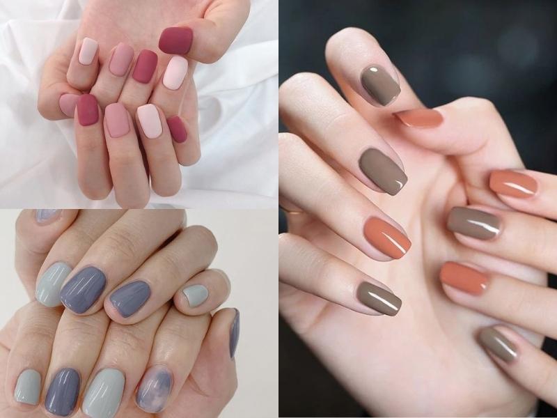 Nail phối nhiều màu pastel