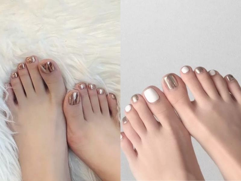 nail tráng gương xen kẽ