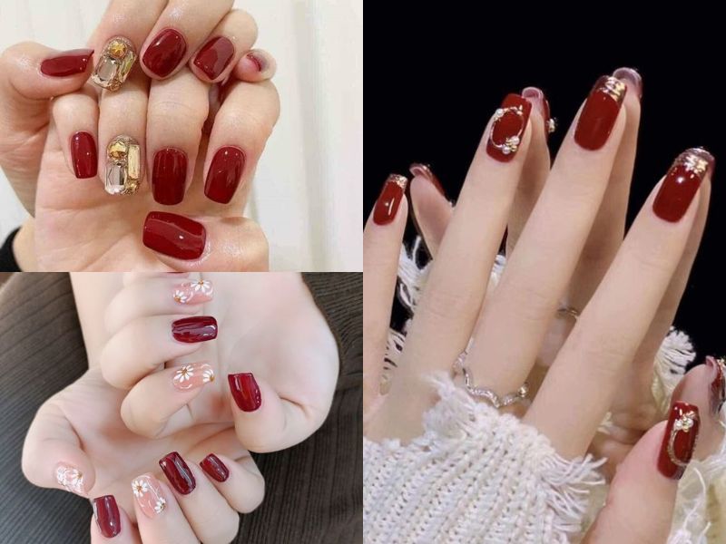 Mẫu nail đỏ rượu sang chảnh (Nguồn: Nail Linh An - Pinterest)