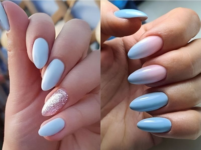 Màu nail xanh dương nhạt ombre