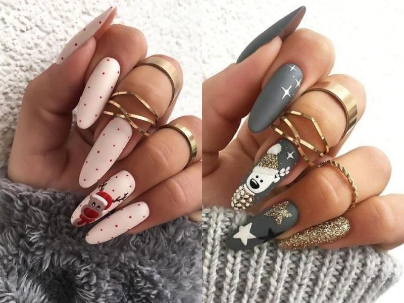 Nail nhọn sơn gel có rất nhiều sự kết hợp độc đáo (Nguồn: Ольга, Лучшие дизайны маникюра)