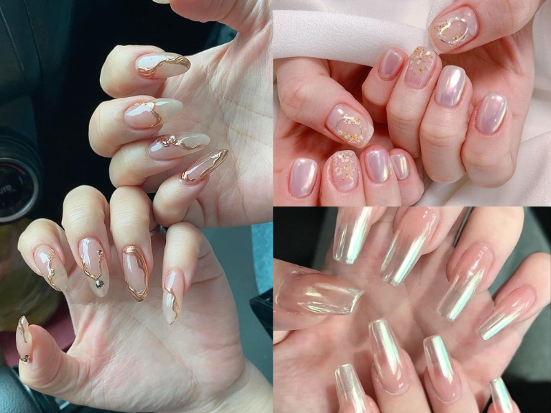 mẫu nail tráng gương