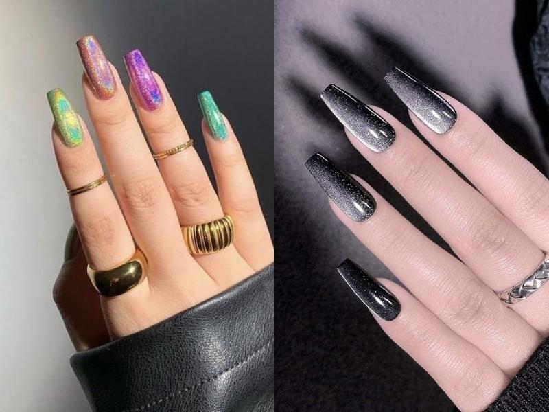 Nail mắt mèo phối nhũ