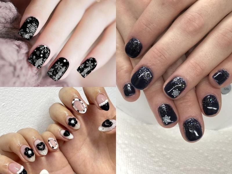 Nail đen vẽ hoạ tiết