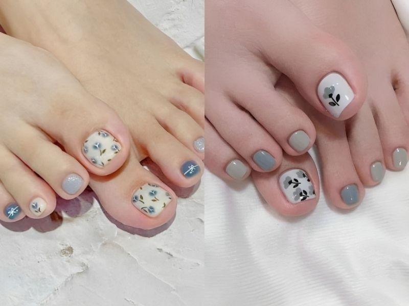 Mẫu nail vẽ họa tiết hoa