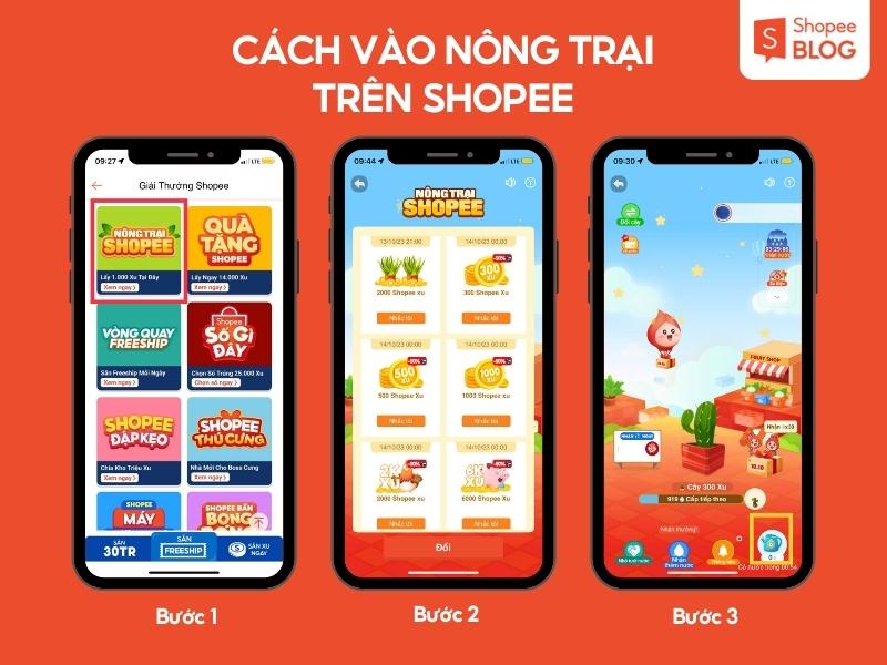 cách vào nông trại shopee