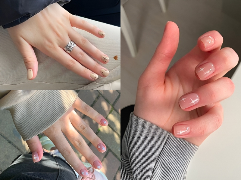 Nail ngắn hoạ tiết ngôi sao hiện đại cho nàng cá tính. (Nguồn: bloganchoi.com)