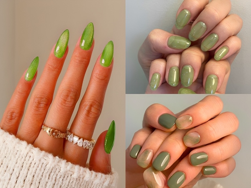 Mẫu nail thạch xanh lá