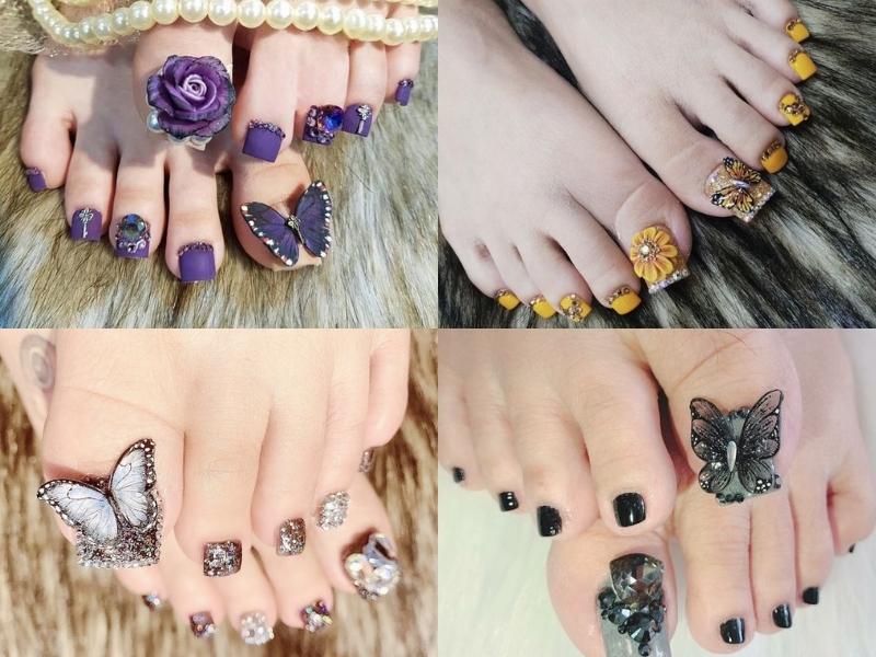 nail chân đính charm bướm