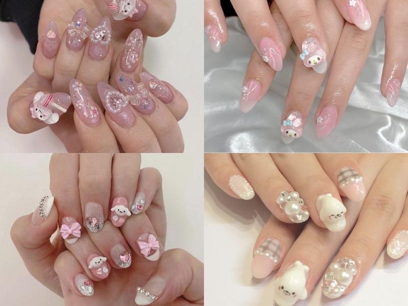 nail hàn quốc đính charm hoạt hình