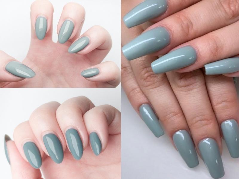 Mẫu nail màu xanh Foggy Blue 