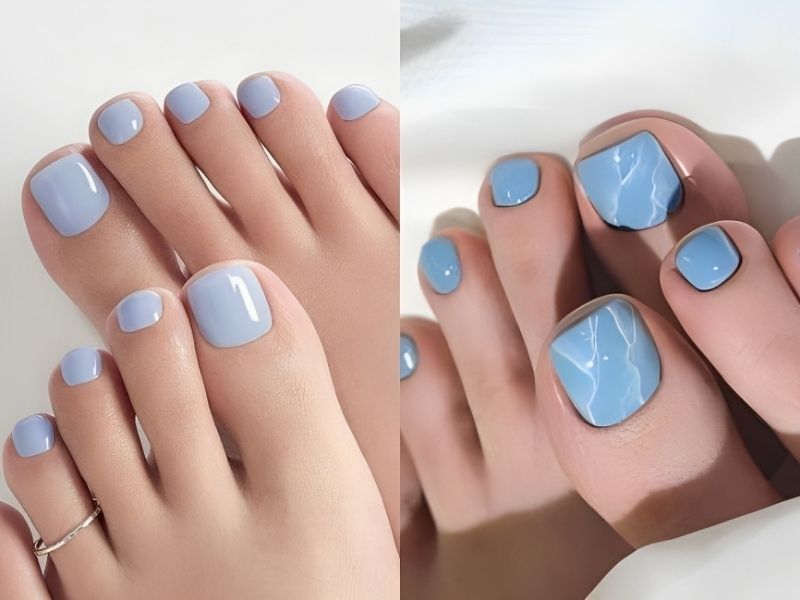 Top 20+ mẫu nail màu xanh dương nhạt tươi mát, đầy thu hút