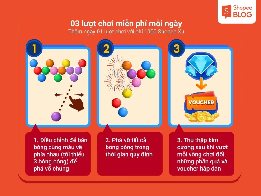 Cách chơi game Bắn Bóng trên Shopee.