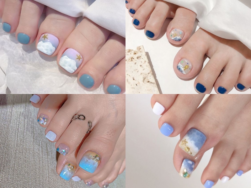 BỘ NAIL CHÂN XANH TỰA DẢI NGÂN HÀ | Bộ sưu tập do Lo Ve đăng | Lemon8