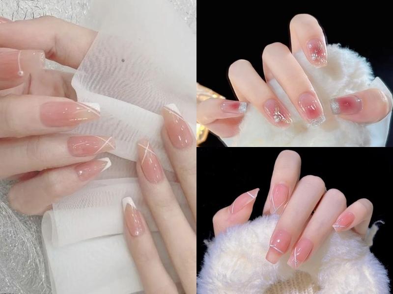 Nail thạch nền hồng