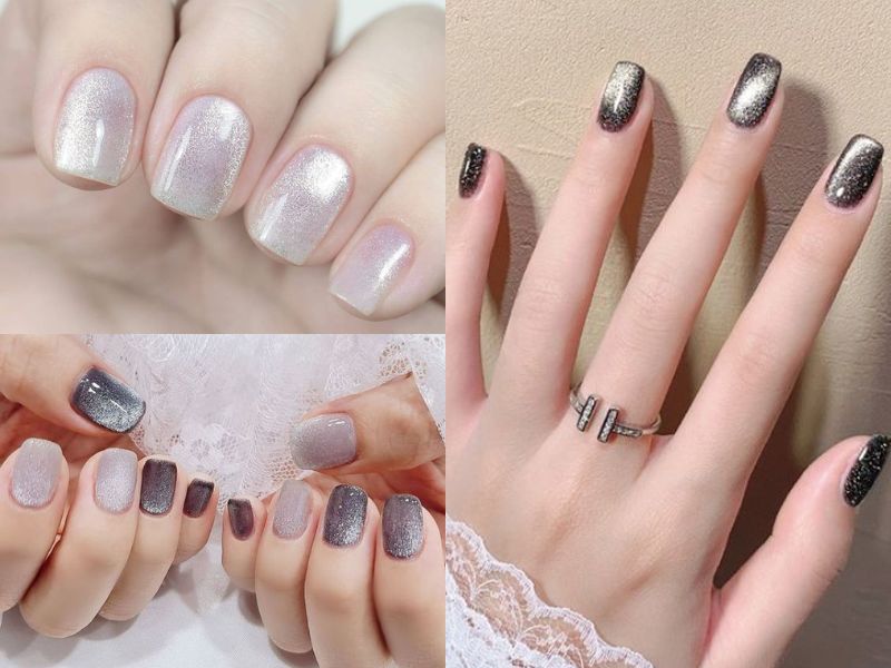 Mẫu nail vuông xinh mắt mèo (Nguồn: HowLifeStyles - Pinterest)