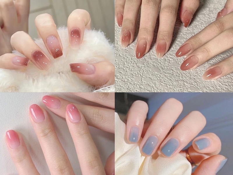 Mẫu nail sơn thạch đơn giản ombre