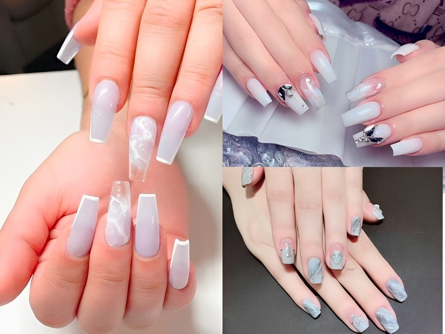 Nail vân đá trong suốt