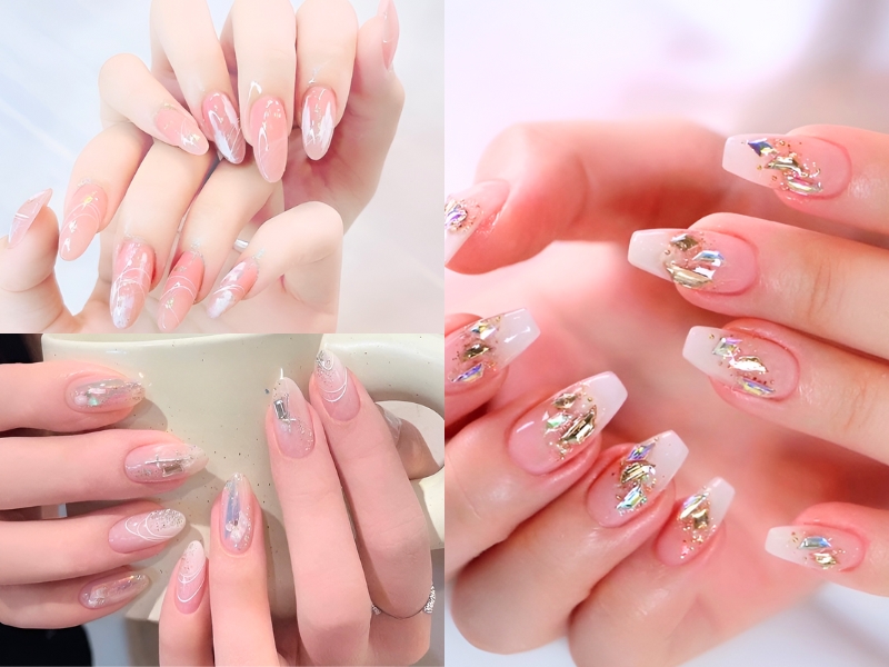 Nail cô dâu màu hồng dịu dàng. (Nguồn: Ana Rosa - Pinterest)