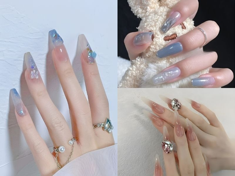 Phá cách thời trang thời thượng hơn với mẫu nail đẹp sang chảnh (Nguồn: Hana Lulu Nail, @Maychao - Weibo, T Nail Room)