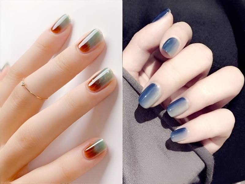 Mẫu nail sơn thạch đơn giản hai màu