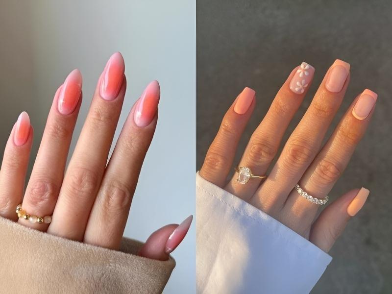 Mẫu nail màu hồng đào