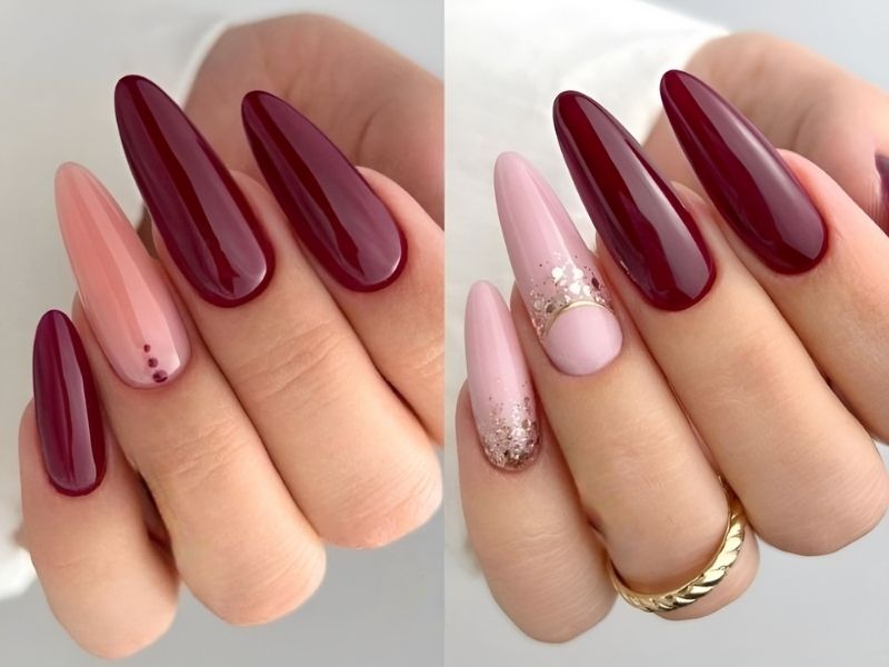 Những mẫu nail màu đỏ rượu