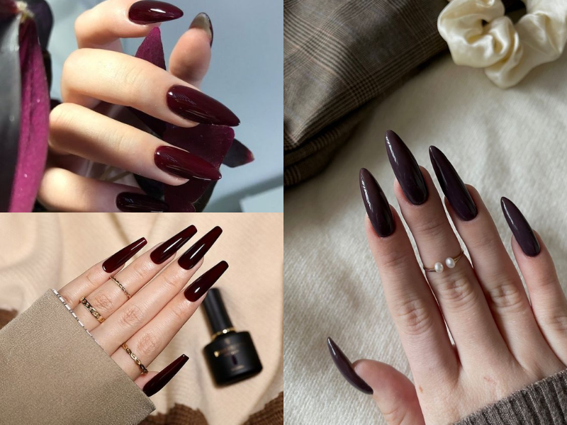 Nail màu nâu đậm móng dài